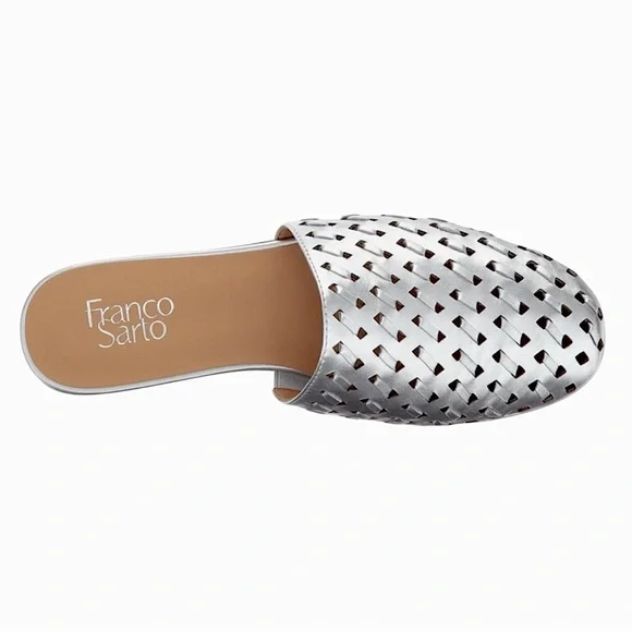 FRANCO SARTO L-GLENA 2 WOVEN SILVER MULES SZ 8 MED EUC - Picture 5 of 10